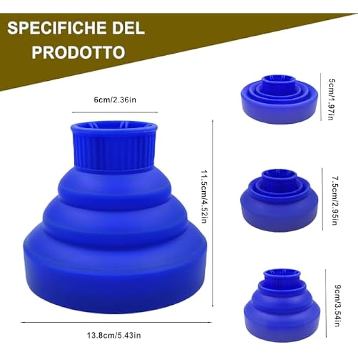 Silicone Diffuser, Curly Hair Diffuser, Portable Curly Hair Diffuser, Adaptable To Hair Dryer With Diameter 4-5 Cm, Foldable And Reusable (Blue) - Image 2